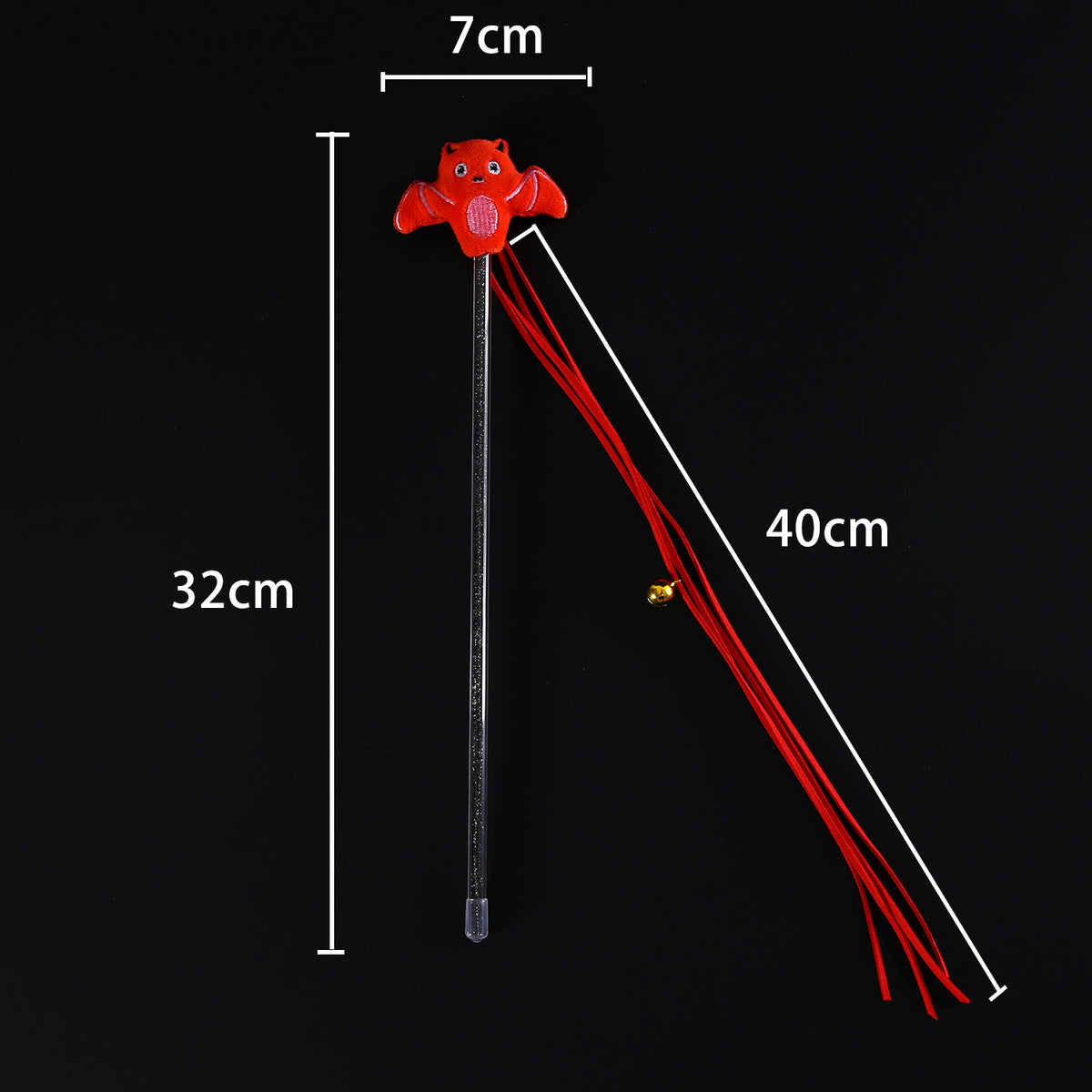 Dimensions de la canne : 32 cm, rubans 40 cm