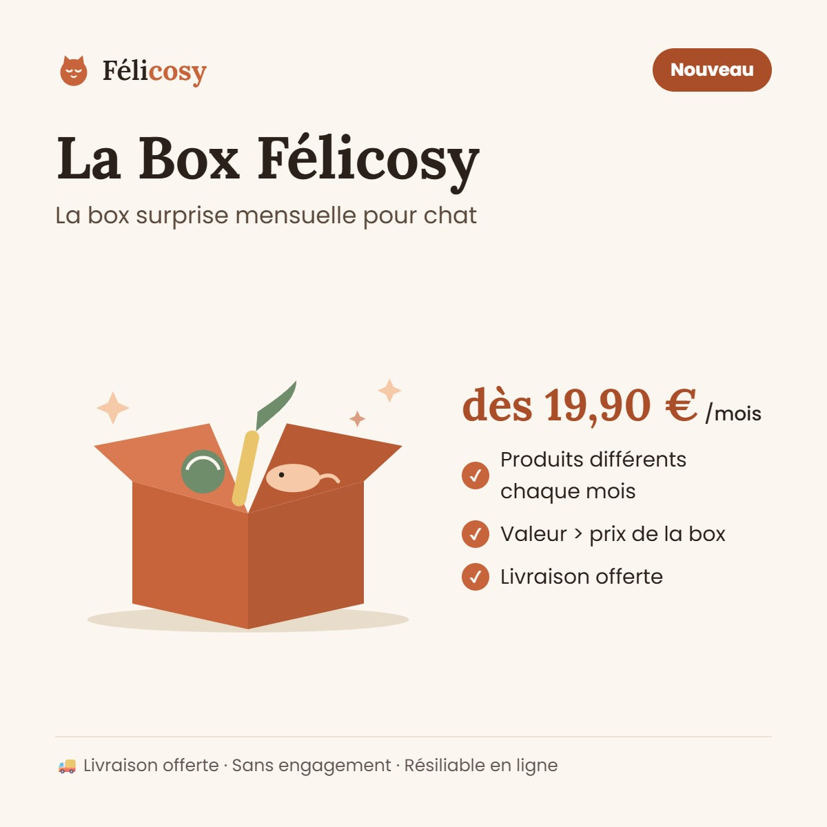 La Box Félicosy, box surprise mensuelle pour chat